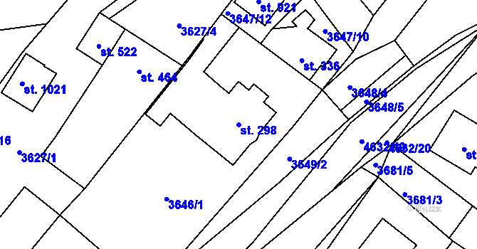 Parcela st. 298 v KÚ Ledenice, Katastrální mapa