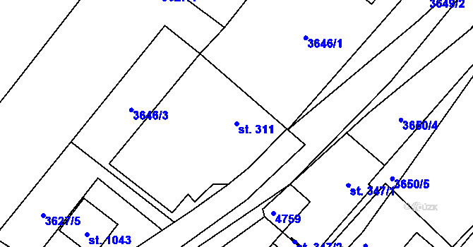 Parcela st. 311 v KÚ Ledenice, Katastrální mapa