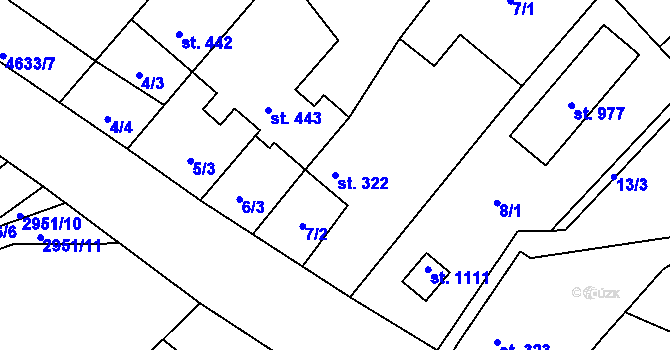 Parcela st. 322 v KÚ Ledenice, Katastrální mapa