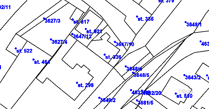 Parcela st. 336 v KÚ Ledenice, Katastrální mapa
