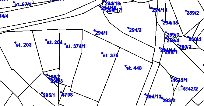 Parcela st. 375 v KÚ Ledenice, Katastrální mapa