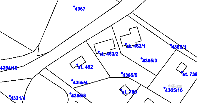 Parcela st. 463/2 v KÚ Ledenice, Katastrální mapa