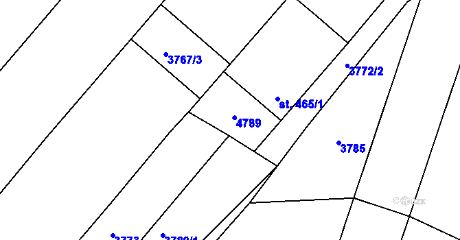 Parcela st. 465/2 v KÚ Ledenice, Katastrální mapa