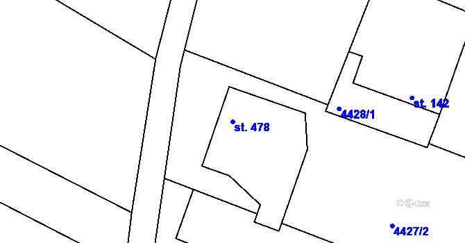 Parcela st. 478 v KÚ Ledenice, Katastrální mapa