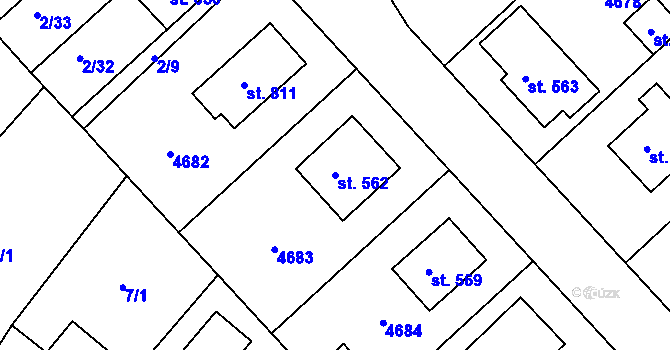 Parcela st. 562 v KÚ Ledenice, Katastrální mapa