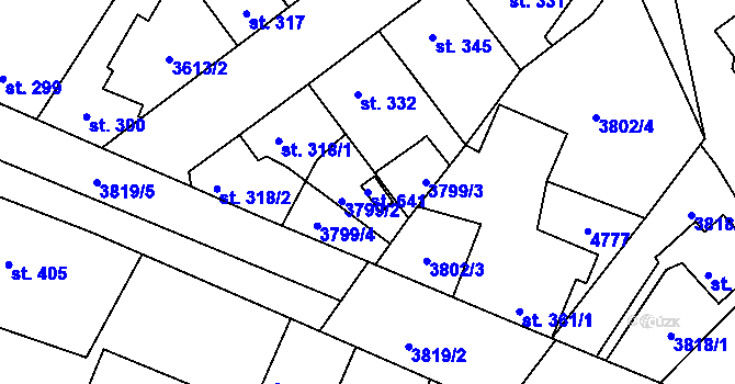 Parcela st. 641 v KÚ Ledenice, Katastrální mapa