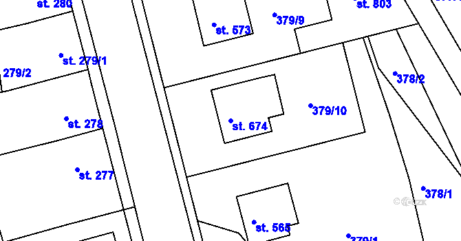 Parcela st. 674 v KÚ Ledenice, Katastrální mapa