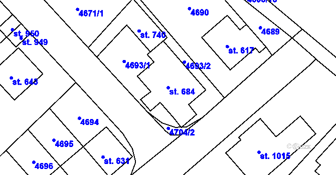 Parcela st. 684 v KÚ Ledenice, Katastrální mapa