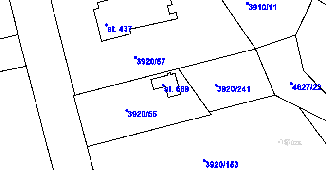 Parcela st. 689 v KÚ Ledenice, Katastrální mapa