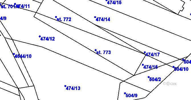 Parcela st. 773 v KÚ Ledenice, Katastrální mapa
