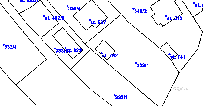 Parcela st. 792 v KÚ Ledenice, Katastrální mapa