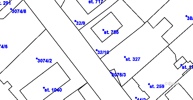 Parcela st. 32/10 v KÚ Ledenice, Katastrální mapa
