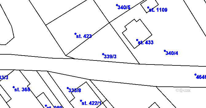 Parcela st. 339/3 v KÚ Ledenice, Katastrální mapa