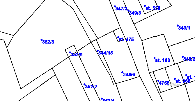 Parcela st. 344/15 v KÚ Ledenice, Katastrální mapa