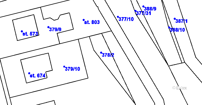 Parcela st. 378/2 v KÚ Ledenice, Katastrální mapa