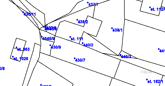 Parcela st. 440/2 v KÚ Ledenice, Katastrální mapa