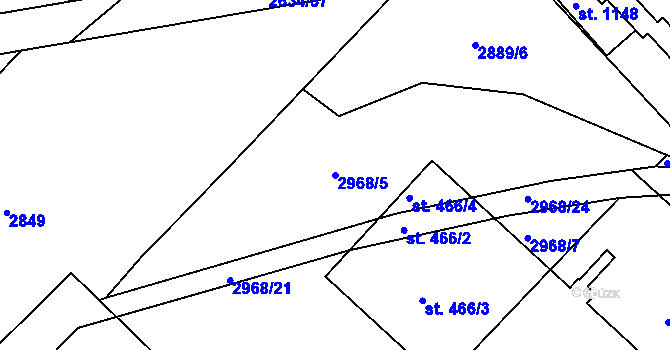Parcela st. 2968/5 v KÚ Ledenice, Katastrální mapa