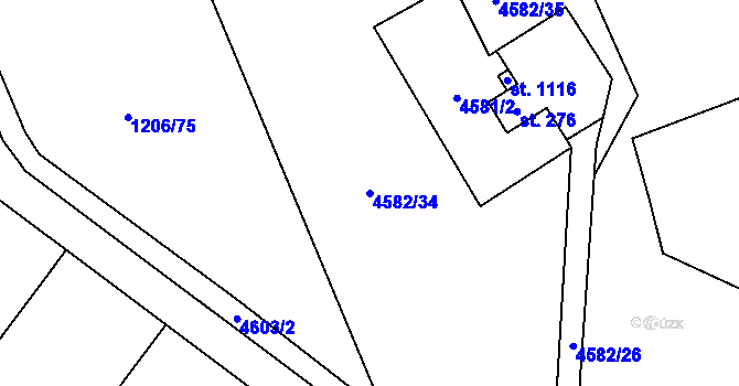 Parcela st. 4582/34 v KÚ Ledenice, Katastrální mapa