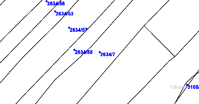 Parcela st. 2634/7 v KÚ Ledenice, Katastrální mapa