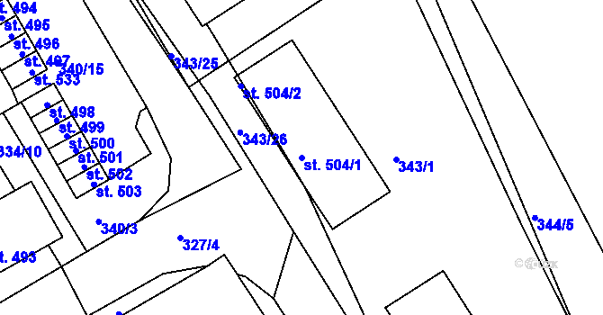 Parcela st. 504/1 v KÚ Ledenice, Katastrální mapa