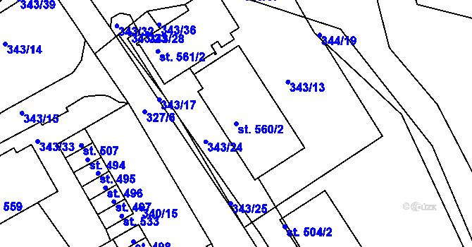 Parcela st. 560/2 v KÚ Ledenice, Katastrální mapa