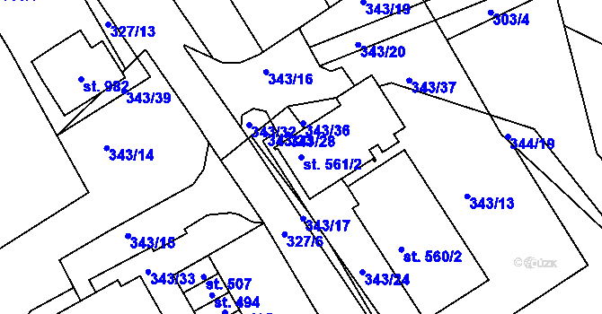 Parcela st. 561/2 v KÚ Ledenice, Katastrální mapa