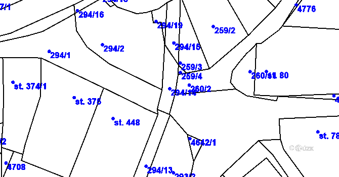 Parcela st. 294/14 v KÚ Ledenice, Katastrální mapa