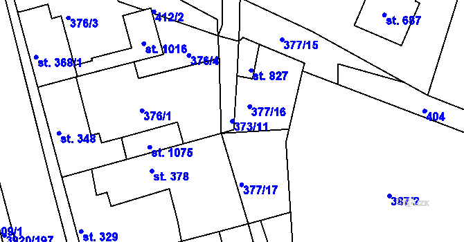 Parcela st. 373/11 v KÚ Ledenice, Katastrální mapa