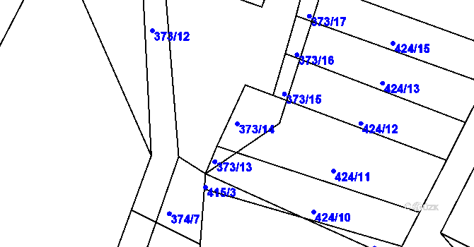 Parcela st. 373/14 v KÚ Ledenice, Katastrální mapa