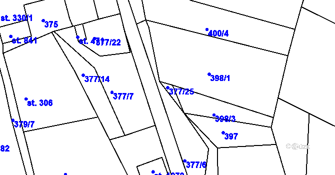 Parcela st. 377/25 v KÚ Ledenice, Katastrální mapa