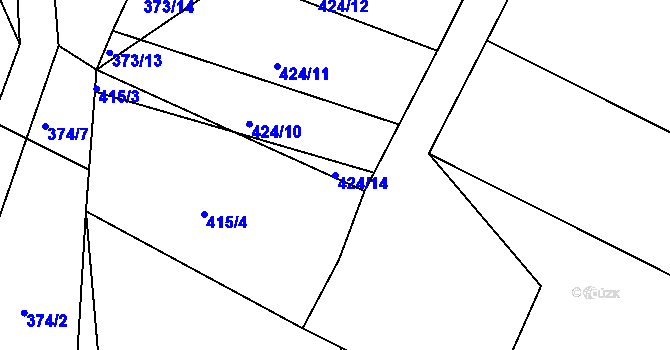 Parcela st. 424/14 v KÚ Ledenice, Katastrální mapa