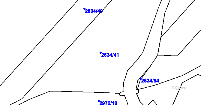 Parcela st. 2634/41 v KÚ Ledenice, Katastrální mapa