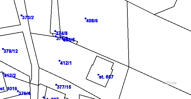 Parcela st. 425/14 v KÚ Ledenice, Katastrální mapa