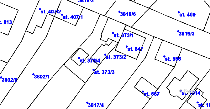 Parcela st. 373/2 v KÚ Ledenice, Katastrální mapa