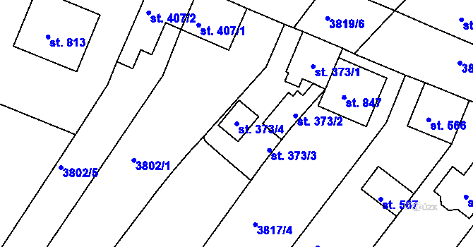 Parcela st. 373/4 v KÚ Ledenice, Katastrální mapa