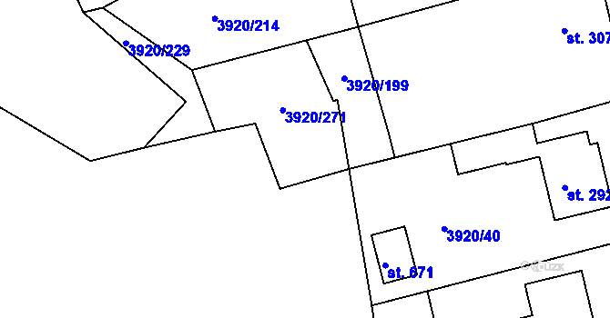 Parcela st. 3920/272 v KÚ Ledenice, Katastrální mapa
