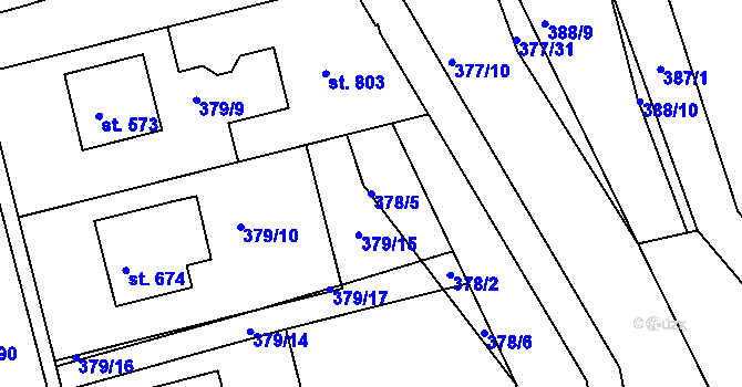 Parcela st. 378/5 v KÚ Ledenice, Katastrální mapa