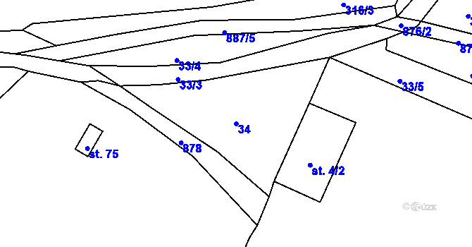 Parcela st. 34 v KÚ Lednice, Katastrální mapa