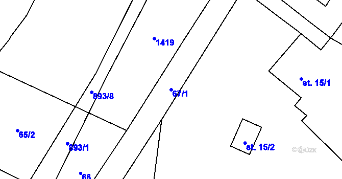 Parcela st. 67/1 v KÚ Lednice, Katastrální mapa