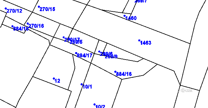 Parcela st. 269/9 v KÚ Lednice, Katastrální mapa