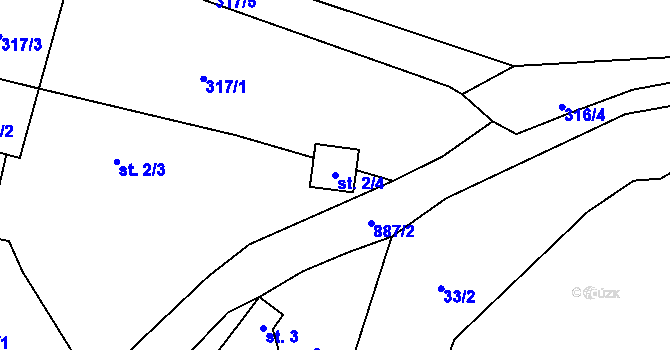 Parcela st. 2/4 v KÚ Lednice, Katastrální mapa