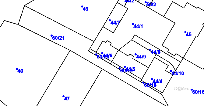 Parcela st. 44/6 v KÚ Lednice na Moravě, Katastrální mapa