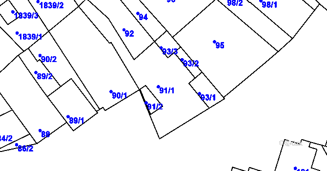 Parcela st. 91 v KÚ Lednice na Moravě, Katastrální mapa