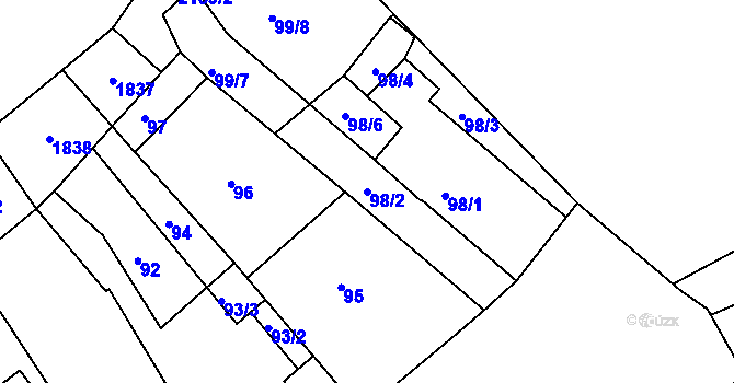 Parcela st. 98/2 v KÚ Lednice na Moravě, Katastrální mapa