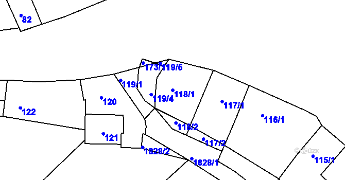 Parcela st. 118/1 v KÚ Lednice na Moravě, Katastrální mapa