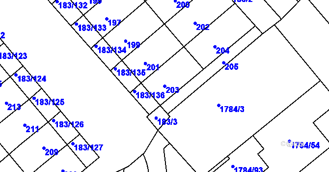Parcela st. 203 v KÚ Lednice na Moravě, Katastrální mapa