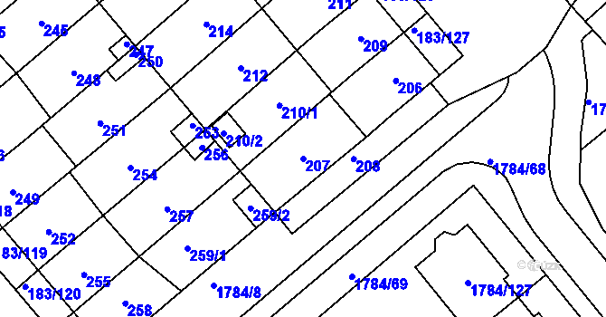 Parcela st. 207 v KÚ Lednice na Moravě, Katastrální mapa