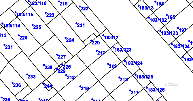 Parcela st. 217 v KÚ Lednice na Moravě, Katastrální mapa