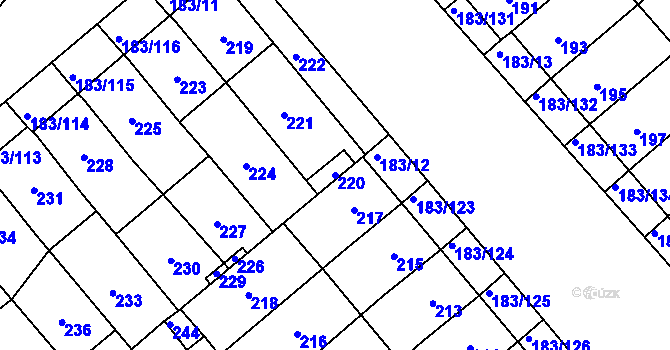 Parcela st. 220 v KÚ Lednice na Moravě, Katastrální mapa