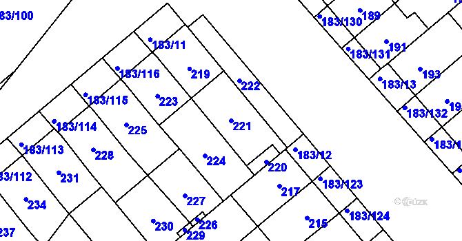 Parcela st. 221 v KÚ Lednice na Moravě, Katastrální mapa